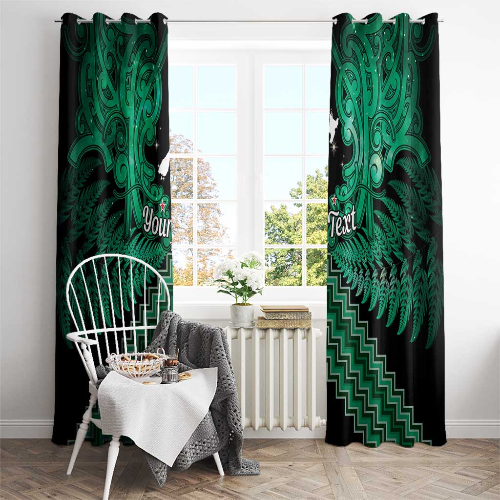 Personalised Aotearoa Matariki Window Curtain Green Fern Maori Poutama LT01 - Polynesian Pride