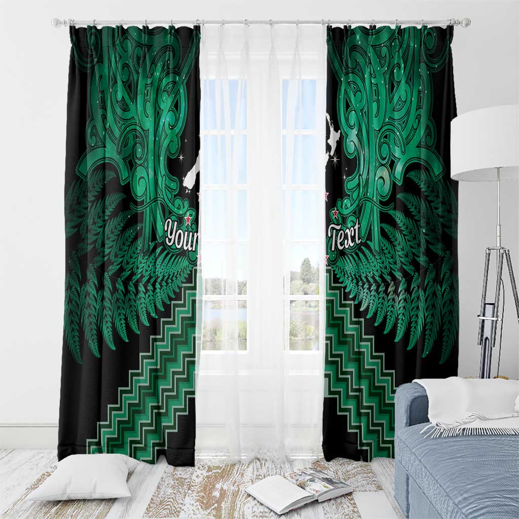 Personalised Aotearoa Matariki Window Curtain Green Fern Maori Poutama LT01 - Polynesian Pride