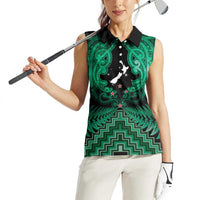 Personalised Aotearoa Matariki Women Sleeveless Polo Shirt Green Fern Maori Poutama