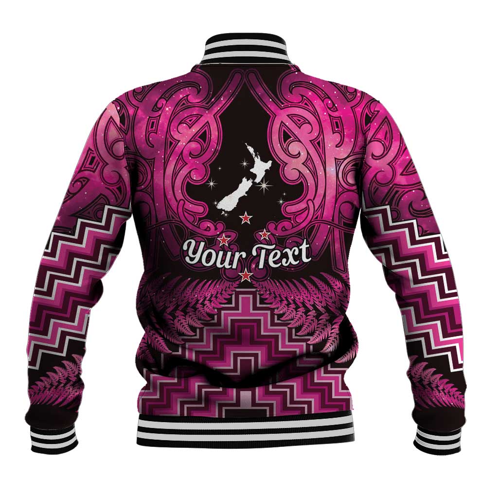 Personalised Aotearoa Matariki Baseball Jacket Pink Fern Maori Poutama LT01 - Polynesian Pride