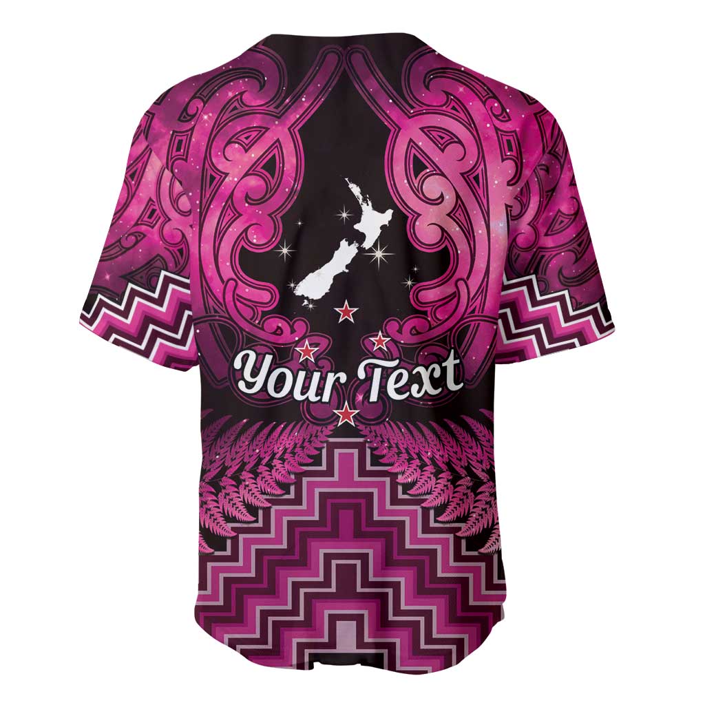 Personalised Aotearoa Matariki Baseball Jersey Pink Fern Maori Poutama