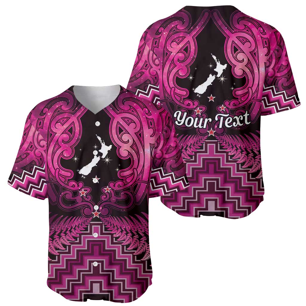 Personalised Aotearoa Matariki Baseball Jersey Pink Fern Maori Poutama