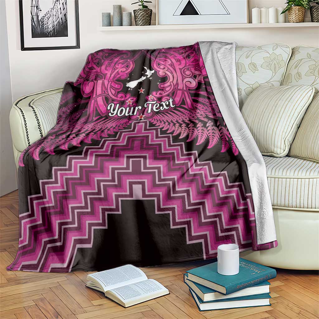 Personalised Aotearoa Matariki Blanket Pink Fern Maori Poutama LT01 Pink - Polynesian Pride