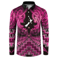Personalised Aotearoa Matariki Button Sweatshirt Pink Fern Maori Poutama LT01 Pink - Polynesian Pride