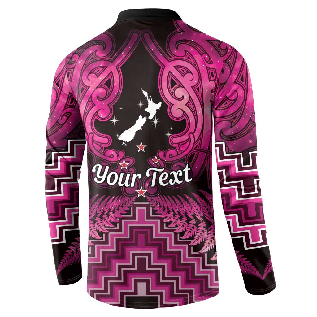Personalised Aotearoa Matariki Button Sweatshirt Pink Fern Maori Poutama LT01 - Polynesian Pride