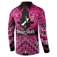 Personalised Aotearoa Matariki Button Sweatshirt Pink Fern Maori Poutama LT01 - Polynesian Pride