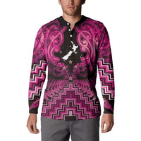 Personalised Aotearoa Matariki Button Sweatshirt Pink Fern Maori Poutama LT01 - Polynesian Pride