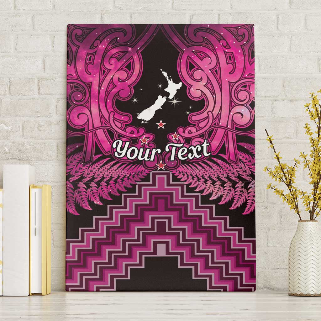 Personalised Aotearoa Matariki Canvas Wall Art Pink Fern Maori Poutama LT01 Without Frame Pink - Polynesian Pride