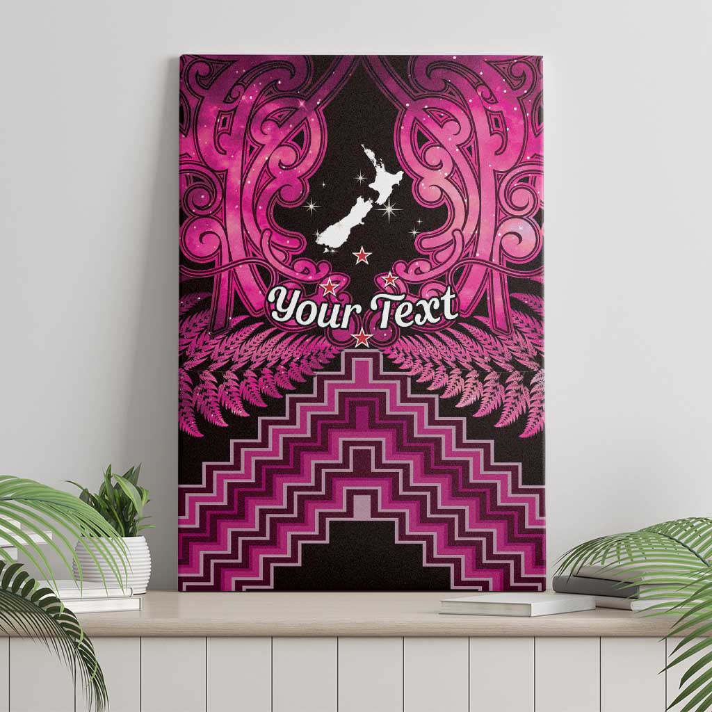 Personalised Aotearoa Matariki Canvas Wall Art Pink Fern Maori Poutama LT01 - Polynesian Pride