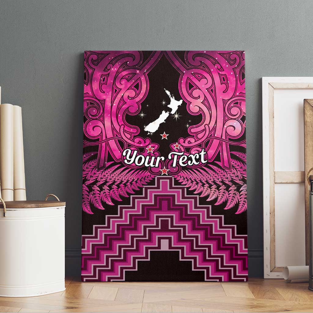 Personalised Aotearoa Matariki Canvas Wall Art Pink Fern Maori Poutama LT01 - Polynesian Pride