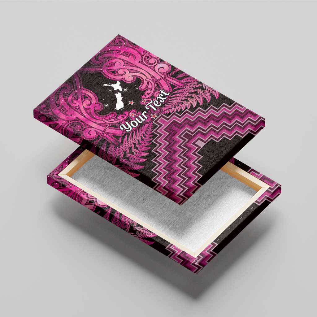 Personalised Aotearoa Matariki Canvas Wall Art Pink Fern Maori Poutama LT01 - Polynesian Pride
