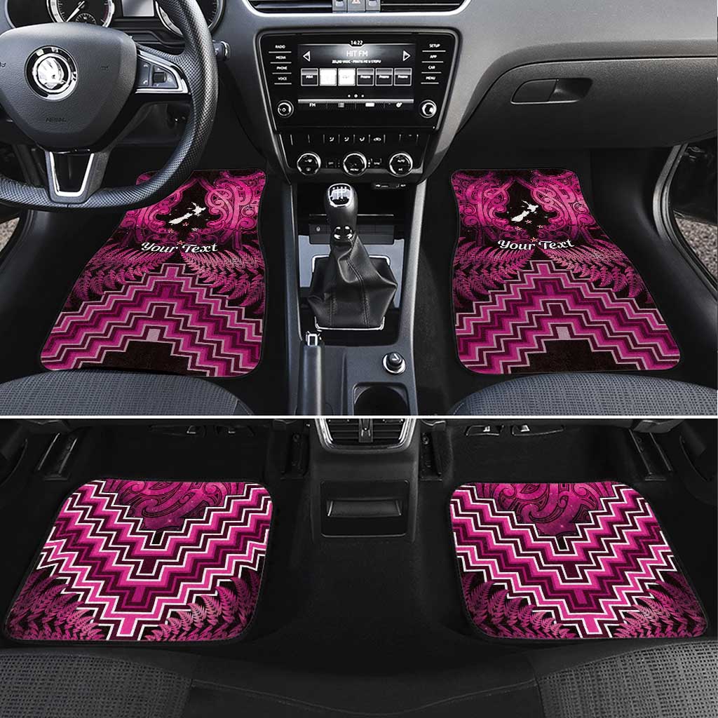 Personalised Aotearoa Matariki Car Mats Pink Fern Maori Poutama LT01 Set 4pcs Pink - Polynesian Pride