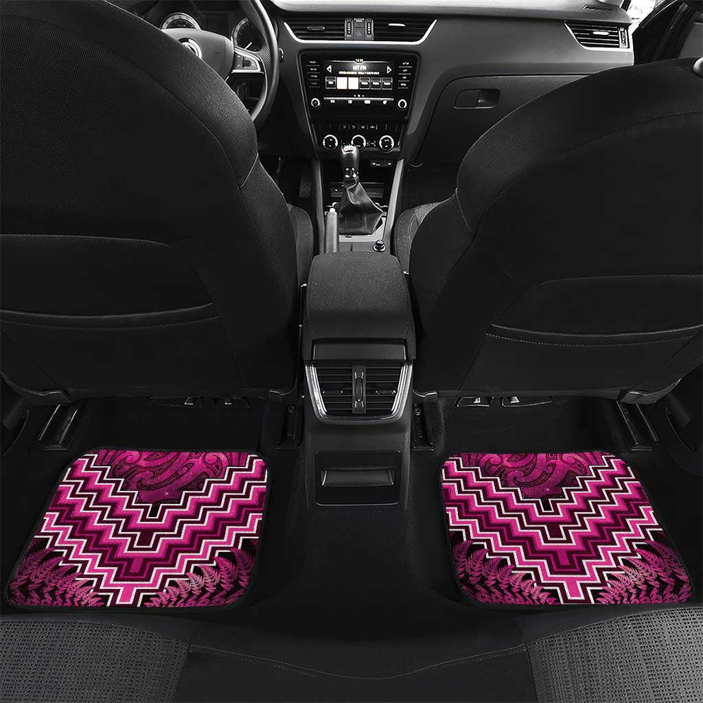 Personalised Aotearoa Matariki Car Mats Pink Fern Maori Poutama LT01 Set 2pcs - Back Pink - Polynesian Pride