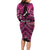 Personalised Aotearoa Matariki Family Matching Long Sleeve Bodycon Dress and Hawaiian Shirt Pink Fern Maori Poutama