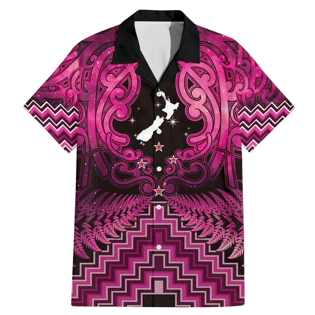 Personalised Aotearoa Matariki Family Matching Mermaid Dress and Hawaiian Shirt Pink Fern Maori Poutama