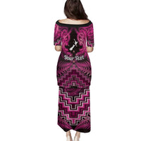 Personalised Aotearoa Matariki Family Matching Puletasi and Hawaiian Shirt Pink Fern Maori Poutama