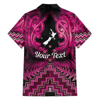 Personalised Aotearoa Matariki Family Matching Summer Maxi Dress and Hawaiian Shirt Pink Fern Maori Poutama