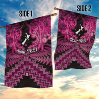 Personalised Aotearoa Matariki Garden Flag Pink Fern Maori Poutama