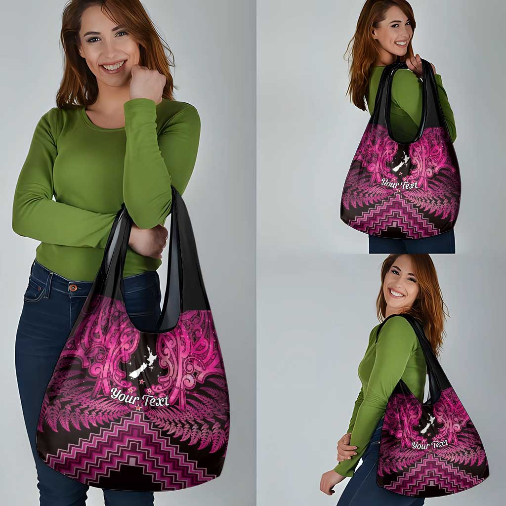 Personalised Aotearoa Matariki Grocery Bag Pink Fern Maori Poutama LT01 - Polynesian Pride
