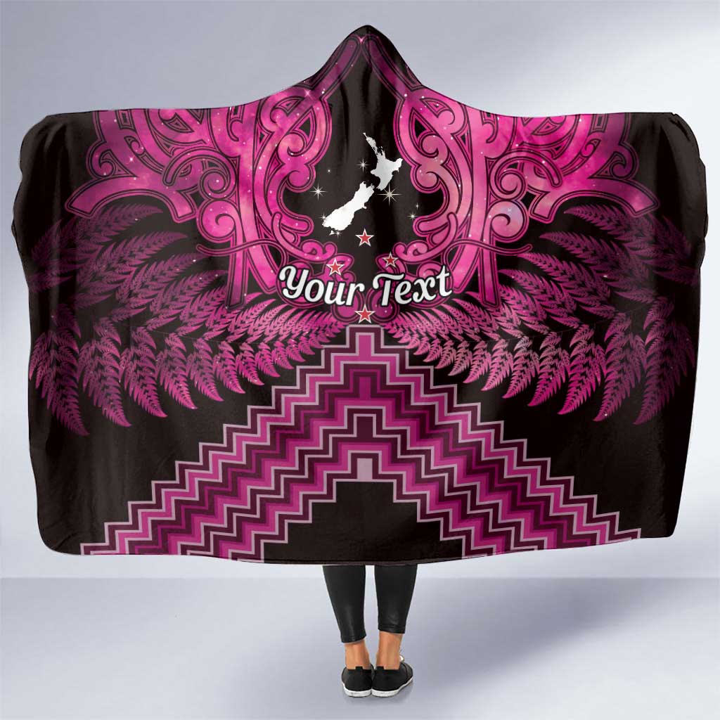 Personalised Aotearoa Matariki Hooded Blanket Pink Fern Maori Poutama LT01 One Size Pink - Polynesian Pride