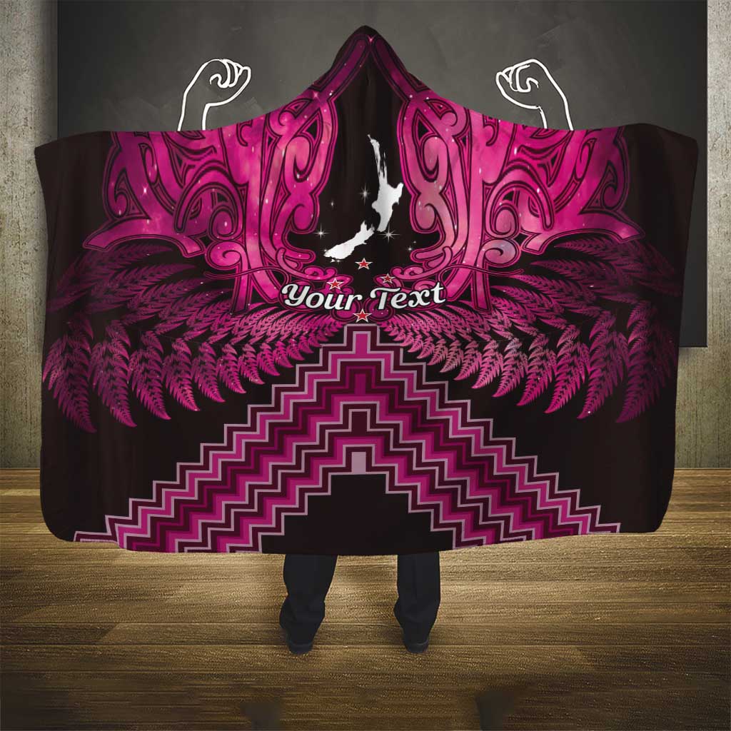 Personalised Aotearoa Matariki Hooded Blanket Pink Fern Maori Poutama LT01 - Polynesian Pride