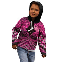 Personalised Aotearoa Matariki Kid Hoodie Pink Fern Maori Poutama