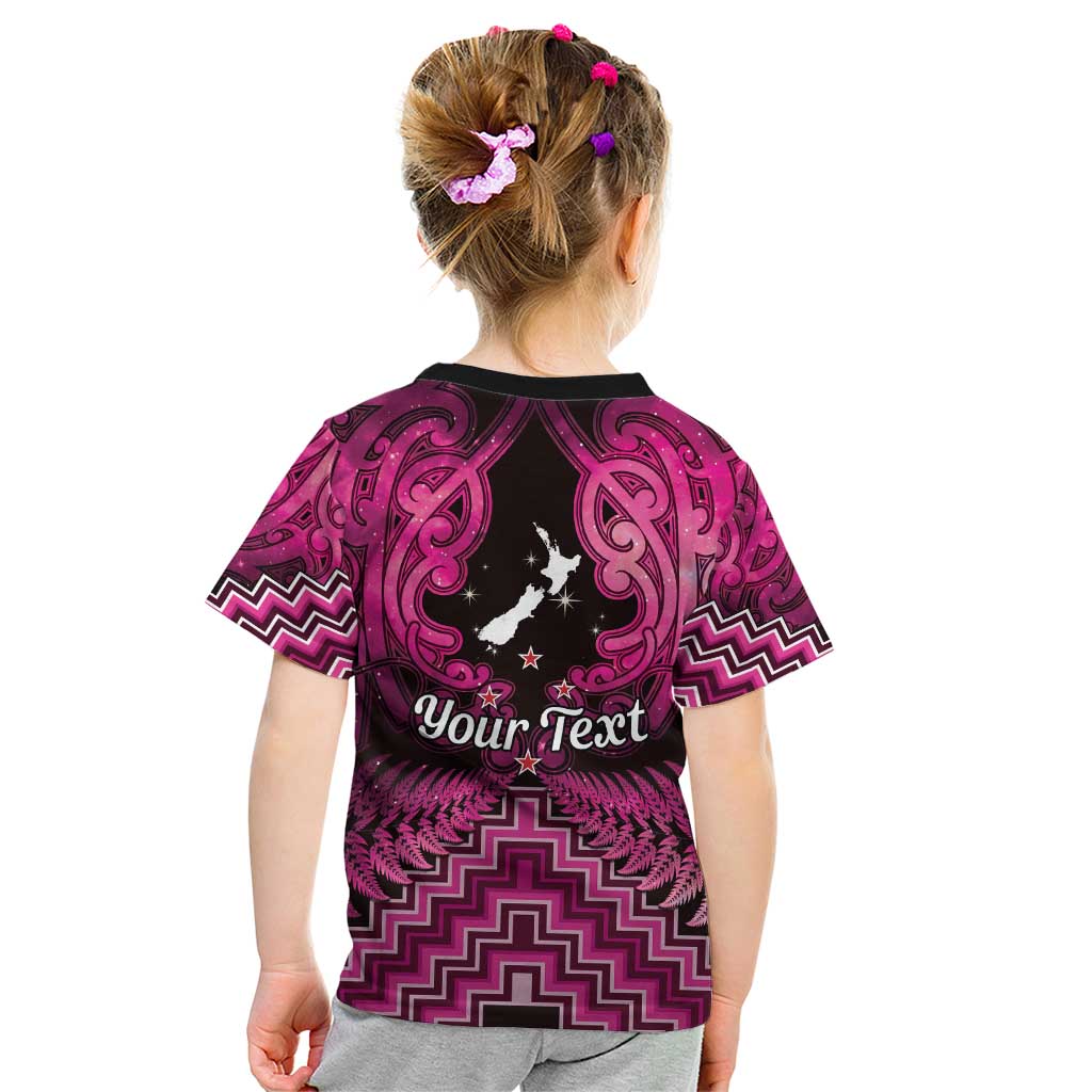Personalised Aotearoa Matariki Kid T Shirt Pink Fern Maori Poutama