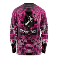 Personalised Aotearoa Matariki Long Sleeve Shirt Pink Fern Maori Poutama LT01 - Polynesian Pride
