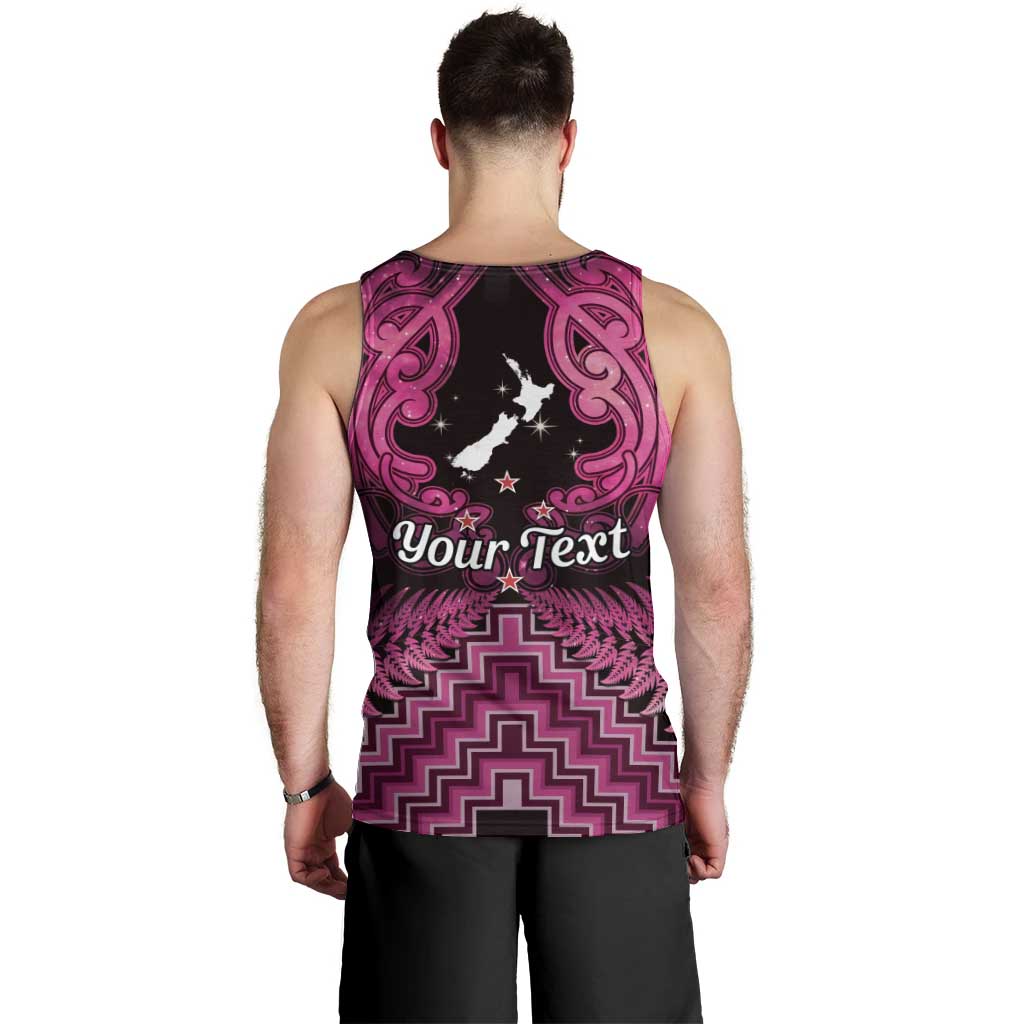 Personalised Aotearoa Matariki Men Tank Top Pink Fern Maori Poutama LT01 - Polynesian Pride