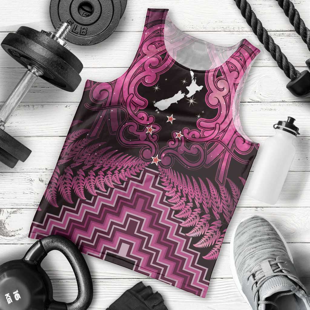 Personalised Aotearoa Matariki Men Tank Top Pink Fern Maori Poutama LT01 - Polynesian Pride