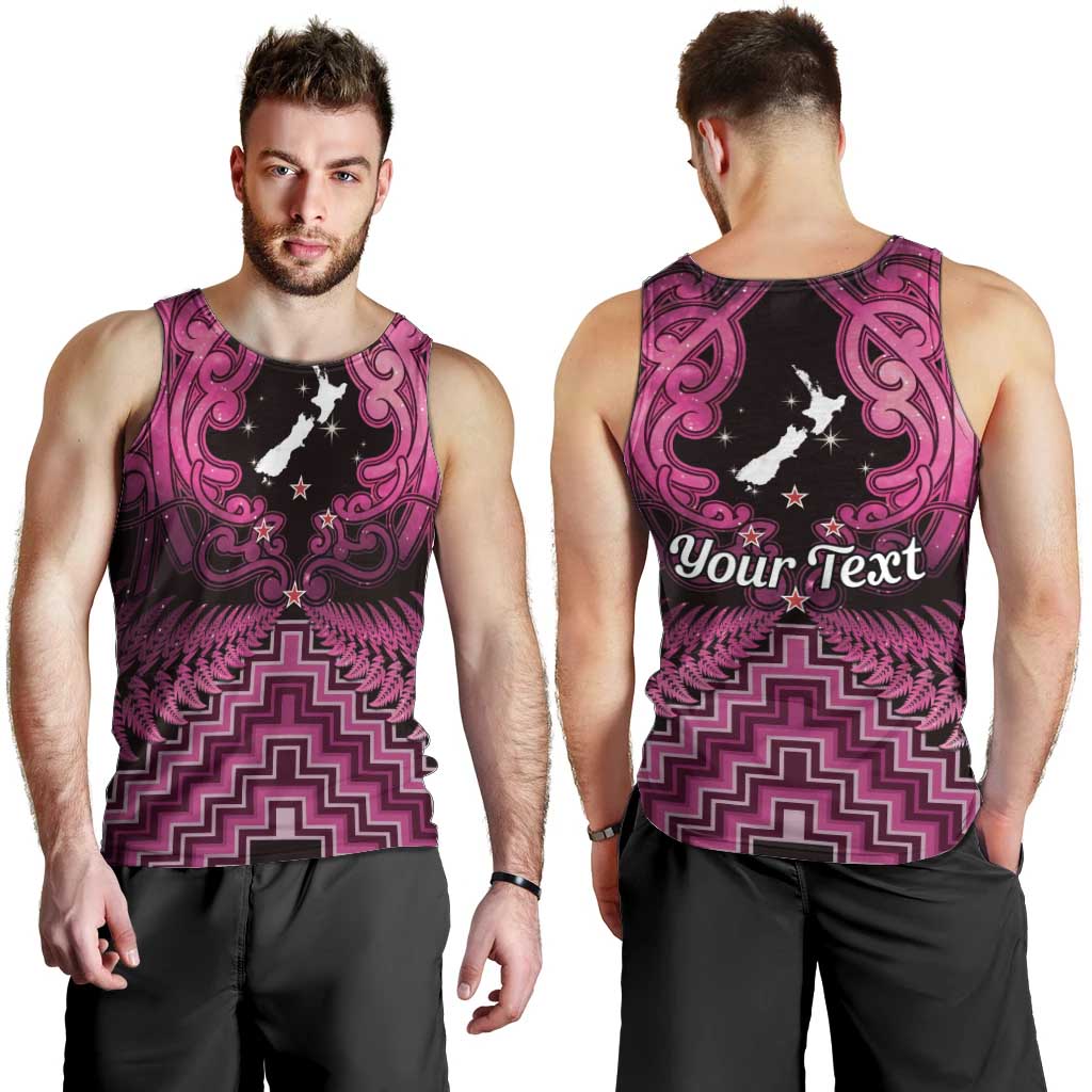 Personalised Aotearoa Matariki Men Tank Top Pink Fern Maori Poutama LT01 - Polynesian Pride