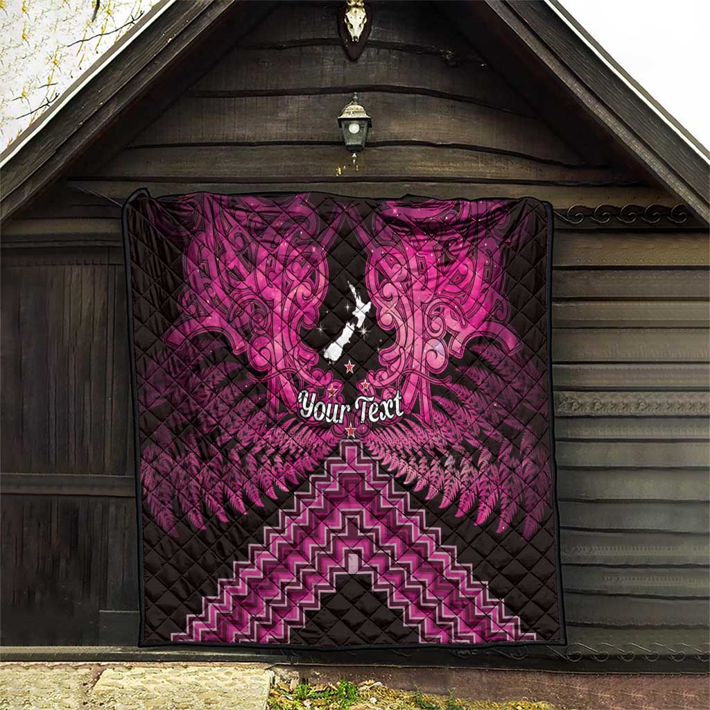 Personalised Aotearoa Matariki Quilt Pink Fern Maori Poutama