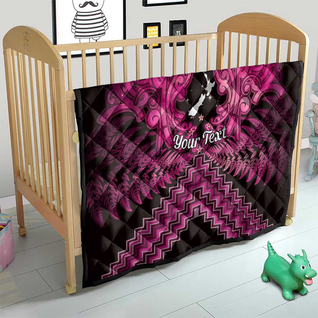 Personalised Aotearoa Matariki Quilt Pink Fern Maori Poutama