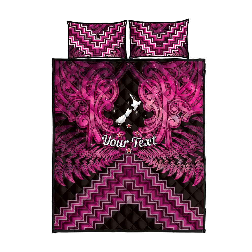 Personalised Aotearoa Matariki Quilt Bed Set Pink Fern Maori Poutama LT01 - Polynesian Pride