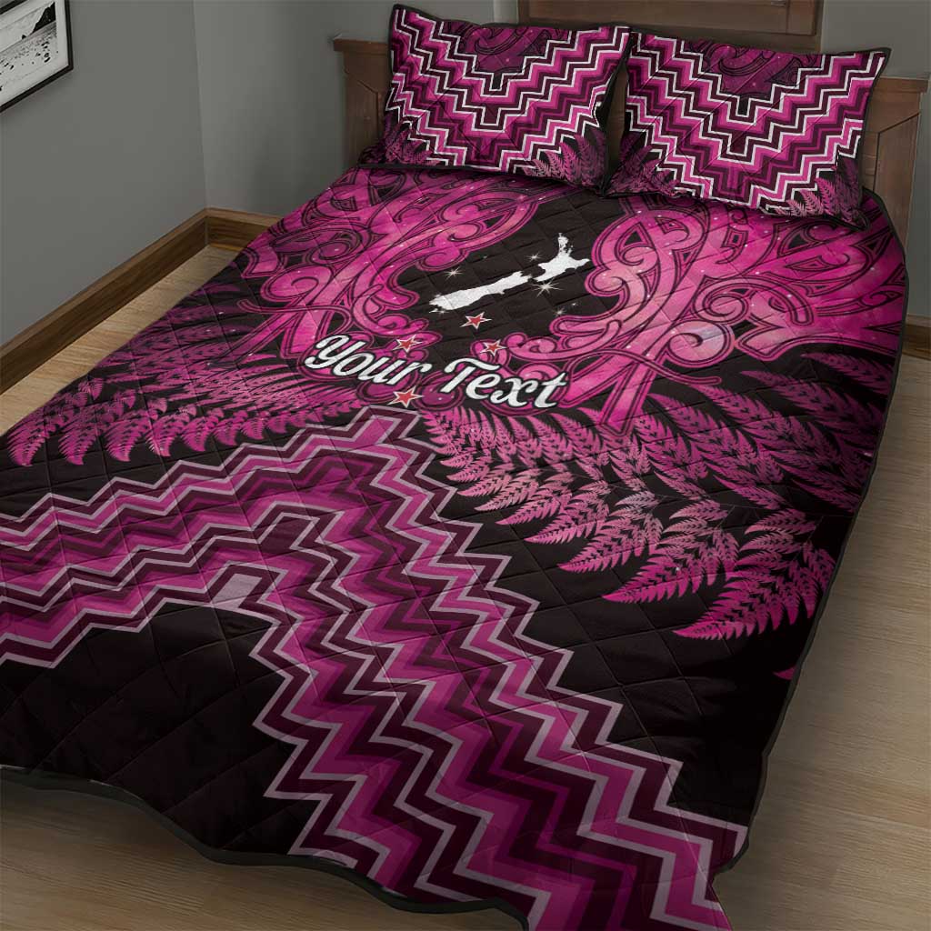 Personalised Aotearoa Matariki Quilt Bed Set Pink Fern Maori Poutama LT01 - Polynesian Pride