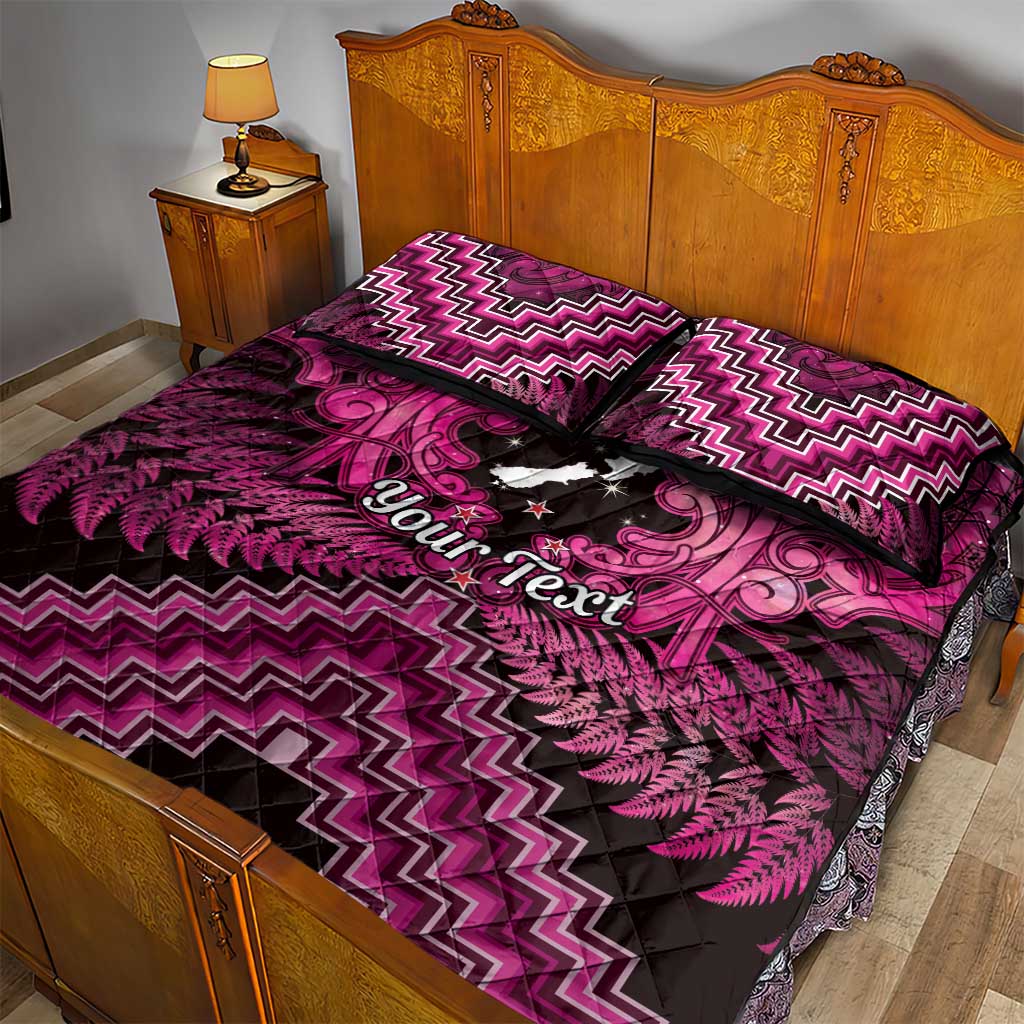 Personalised Aotearoa Matariki Quilt Bed Set Pink Fern Maori Poutama LT01 - Polynesian Pride