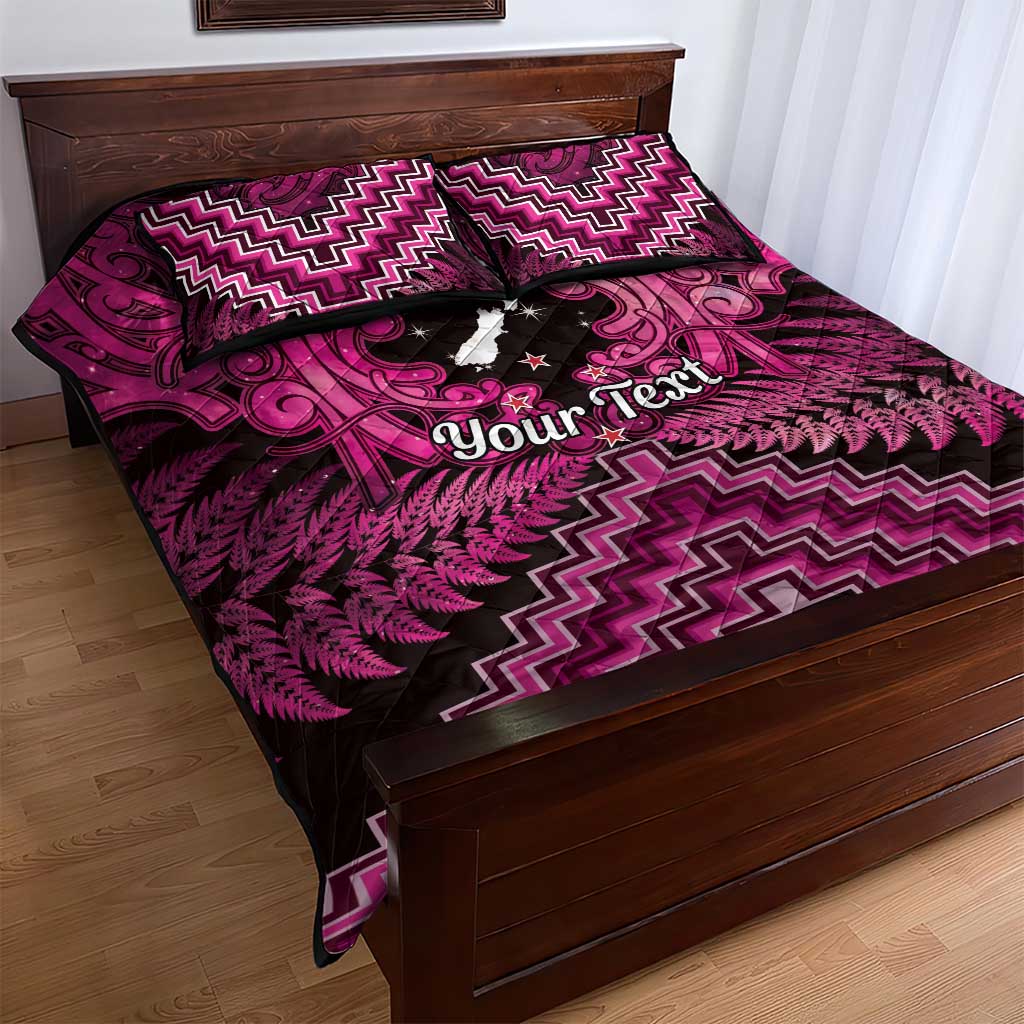 Personalised Aotearoa Matariki Quilt Bed Set Pink Fern Maori Poutama LT01 - Polynesian Pride