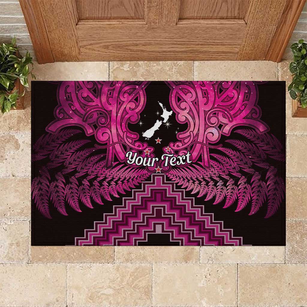Personalised Aotearoa Matariki Rubber Doormat Pink Fern Maori Poutama LT01 Pink - Polynesian Pride
