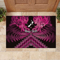 Personalised Aotearoa Matariki Rubber Doormat Pink Fern Maori Poutama LT01 Pink - Polynesian Pride