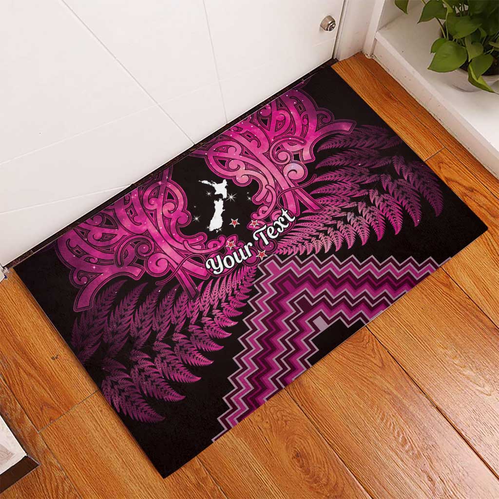 Personalised Aotearoa Matariki Rubber Doormat Pink Fern Maori Poutama LT01 - Polynesian Pride