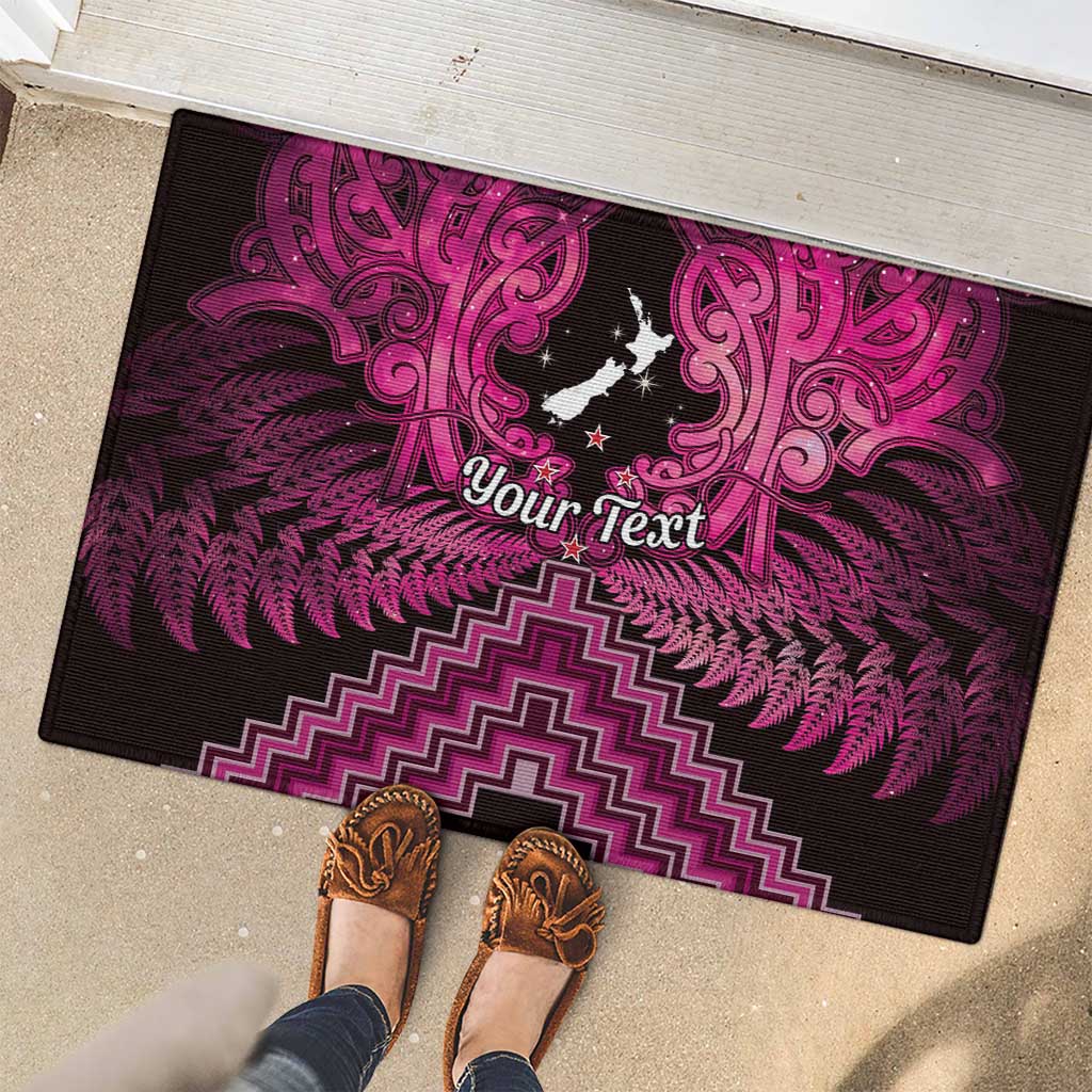 Personalised Aotearoa Matariki Rubber Doormat Pink Fern Maori Poutama LT01 - Polynesian Pride