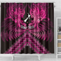 Personalised Aotearoa Matariki Shower Curtain Pink Fern Maori Poutama