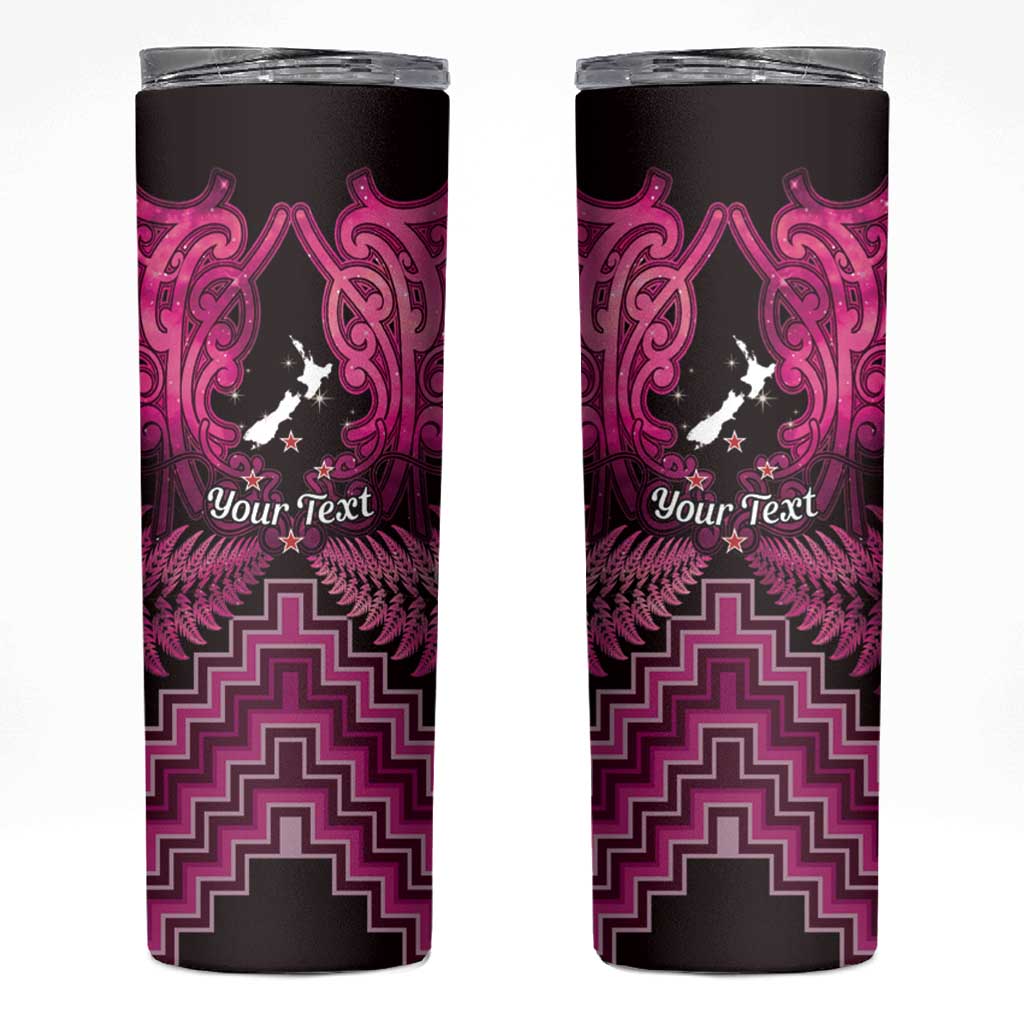 Personalised Aotearoa Matariki Skinny Tumbler Pink Fern Maori Poutama