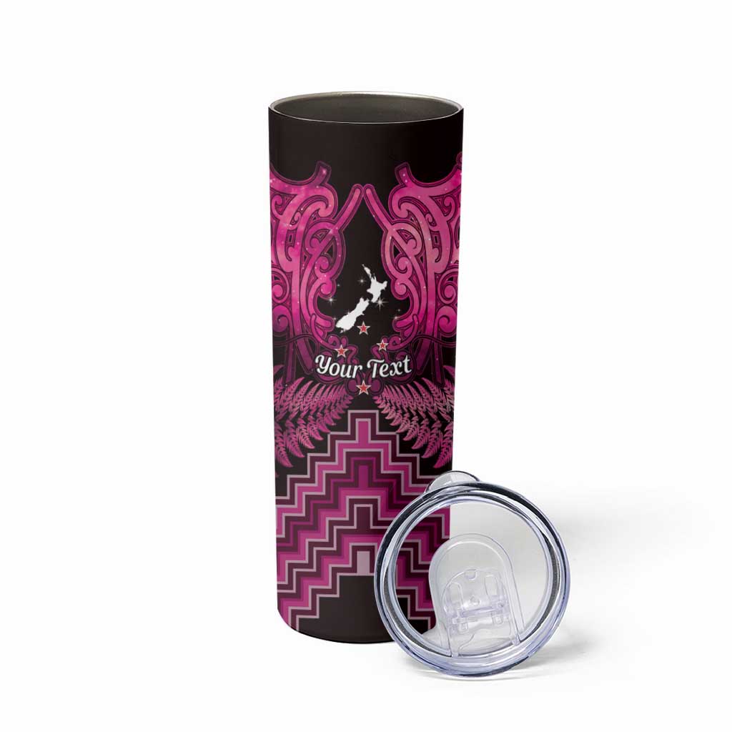 Personalised Aotearoa Matariki Skinny Tumbler Pink Fern Maori Poutama