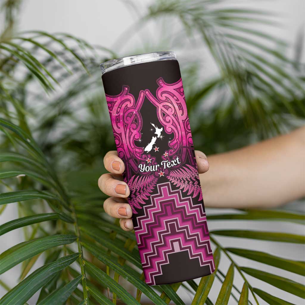 Personalised Aotearoa Matariki Skinny Tumbler Pink Fern Maori Poutama