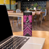 Personalised Aotearoa Matariki Skinny Tumbler Pink Fern Maori Poutama