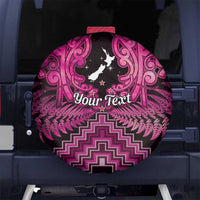 Personalised Aotearoa Matariki Spare Tire Cover Pink Fern Maori Poutama