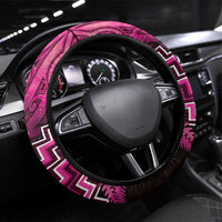 Aotearoa Matariki Steering Wheel Cover Pink Fern Maori Poutama LT01 Universal Fit Pink - Polynesian Pride