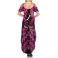 Personalised Aotearoa Matariki Summer Maxi Dress Pink Fern Maori Poutama