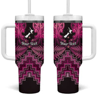 Personalised Aotearoa Matariki Tumbler With Handle Pink Fern Maori Poutama